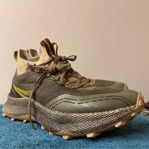 Saucony Endorphin Men's Trail Running Shoes - Olive and Tan